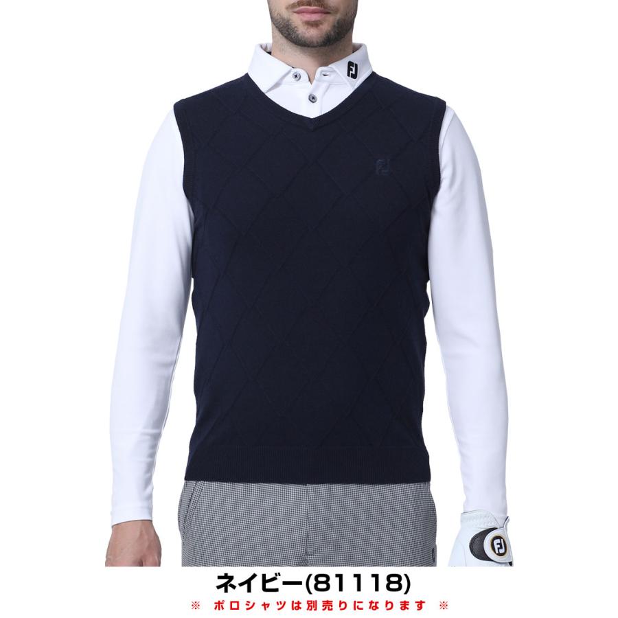 フットジョイ ゴルフウェア メンズ ケーブルアーガイル Vネック ベスト FJ-F23-M02 2023年秋冬モデル M-XXL｜greenfil｜04