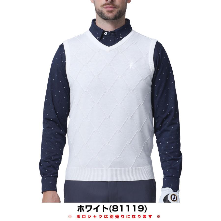 フットジョイ ゴルフウェア メンズ ケーブルアーガイル Vネック ベスト FJ-F23-M02 2023年秋冬モデル M-XXL｜greenfil｜05