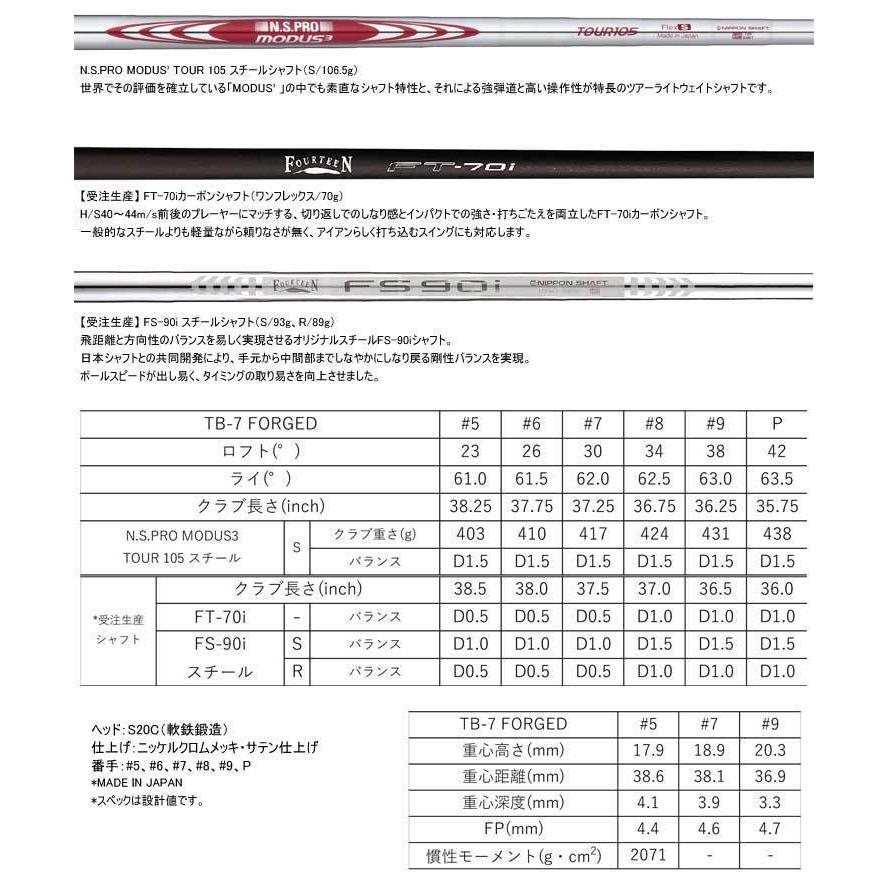 期間セール ！ フォーティーン TB-7 Forged アイアン KBS TOUR V シャフト 4本セット[＃7-P] 特注カスタムクラブ 【MYK1374304553】(48499円)