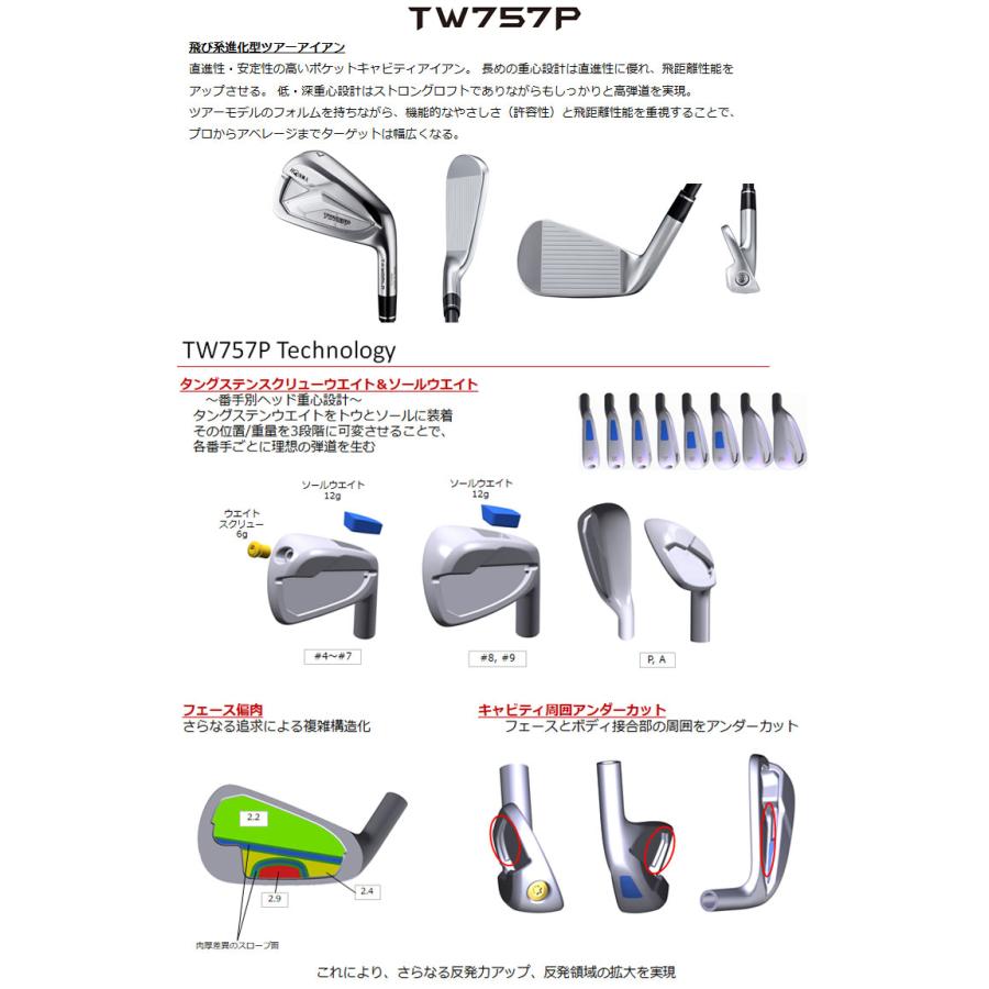 本間ゴルフ ツアーワールド TW757P アイアン VIZARD for TW757 シャフト 単品[＃4、AW]｜greenfil｜02