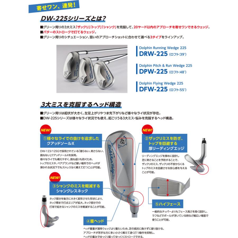 [特注カスタムクラブ] キャスコ ドルフィン ランニング DRW-225 / ピッチ＆ラン DPW-225 / フライング ウエッジ DFW-225 スチールシャフト仕様の画像