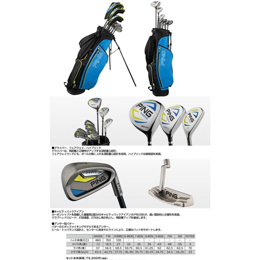 PING ジュニア ゴルフクラブセット PING（ピン） ジュニア用 ゴルフクラブセット 9本セット バッグ付き