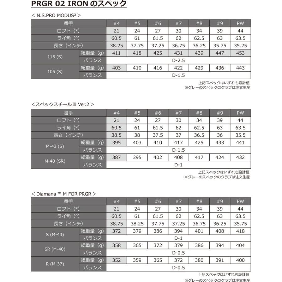 特注カスタムクラブ プロギア 02 アイアン グラファイトデザイン ツアーAD 105 / 115 シャフト 4本セット[＃7-PW]_4