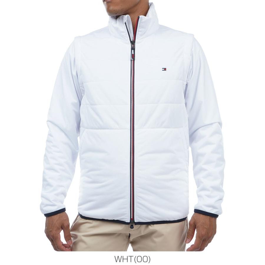 トミーヒルフィガー ゴルフ ウェア メンズ 2WAY キルティング フルジップ パデッド 中綿ブルゾン THMA388 2023年秋冬モデル M-LL ゴルフ 裏側アクリルコーティング