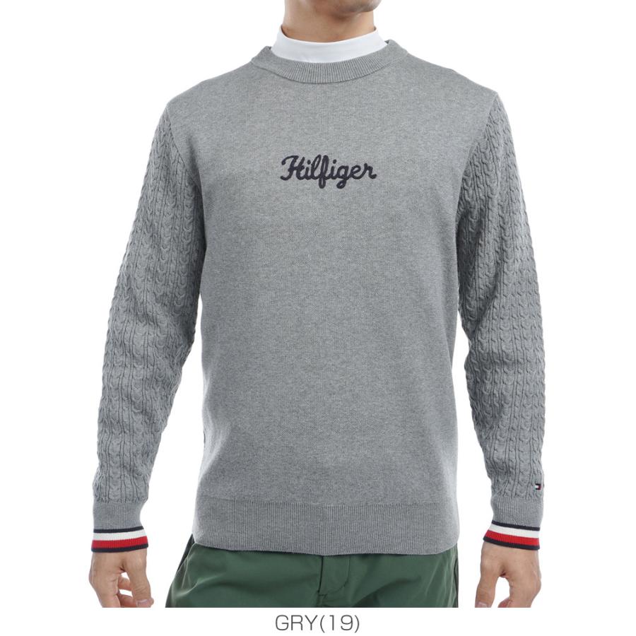 トミーヒルフィガー ケーブルミックス クルーネック セーター ゴルフウェア メンズ 2024年秋冬モデル M-3L THMA461 TOMMY HILFIGER GOLF（トミー ヒルフィガー ゴルフ） トミー