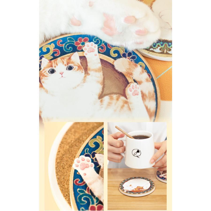 コースター 陶磁器 珪藻土入り 滑りにくい 猫 飾り 手作り おしゃれ