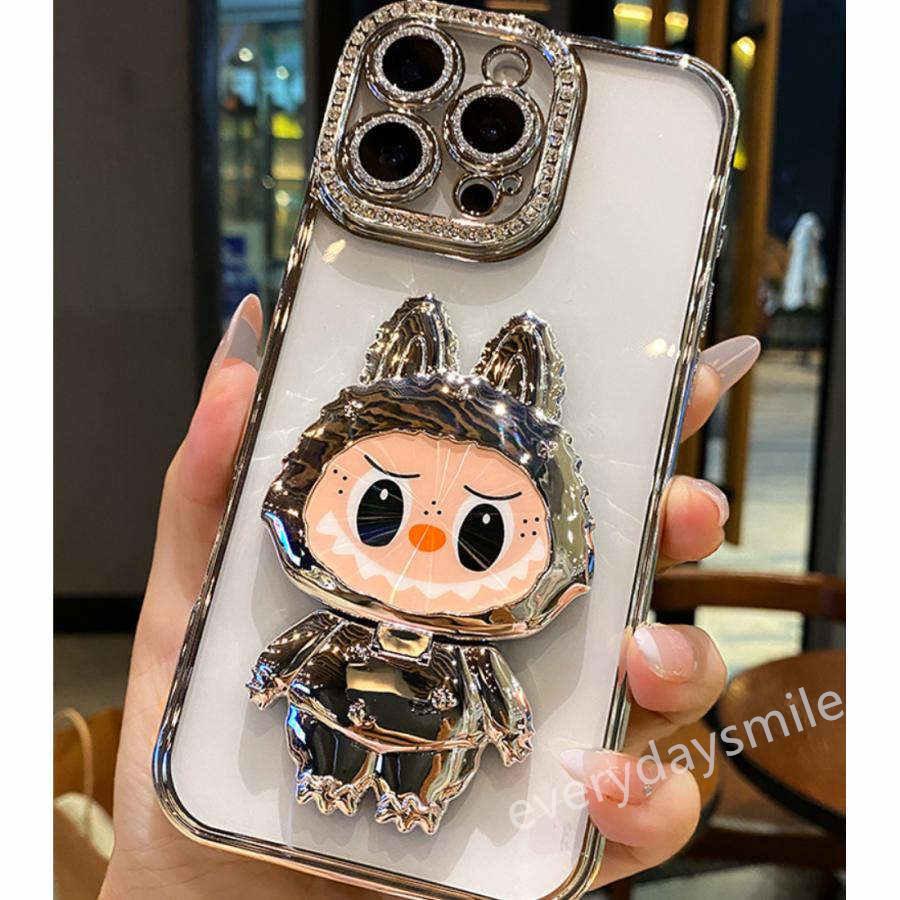iPhone16/15 ケース LABUBU キャット シリコン ソフトiPhoneX 用 鏡