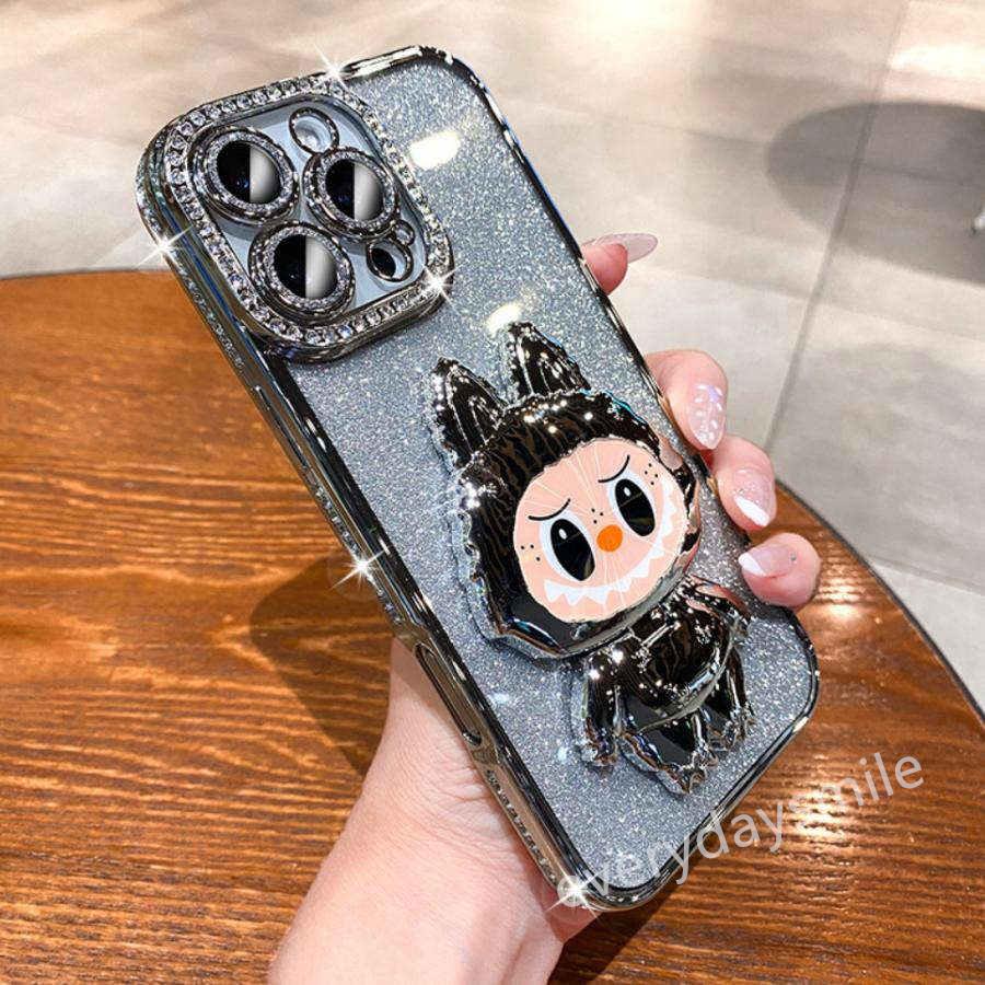 iPhone16/15 ケース LABUBU キャット シリコン ソフトiPhoneX 用 鏡