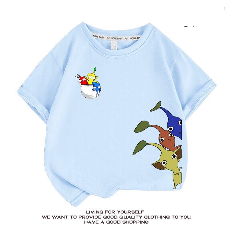 ピクミン Pikmin 子供服 半袖Tシャツ 通気性 肌着 柔らかい 100%綿