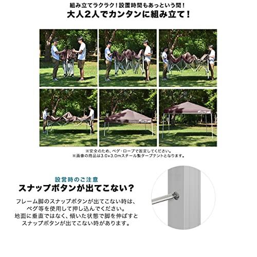 FIELDOOR 組立て簡単!! 2.5ｘ2.5m 軽量アルミタープテント グリーン