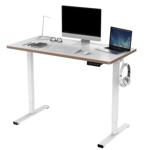 SANODESK 電動昇降デスク E150 (120*60cm, 脚部（白）＋天板（白）側面（