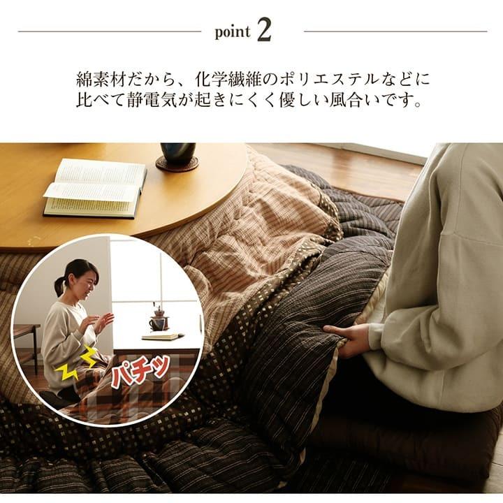 YUKARI ゆかり 日本製こたつ布団 掛敷セット 約205cm 丸 暖かさのある 