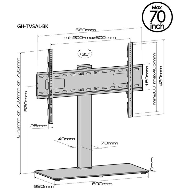 GREEN HOUSE（グリーンハウス） テレビスタンド 壁寄せ 37-70インチ