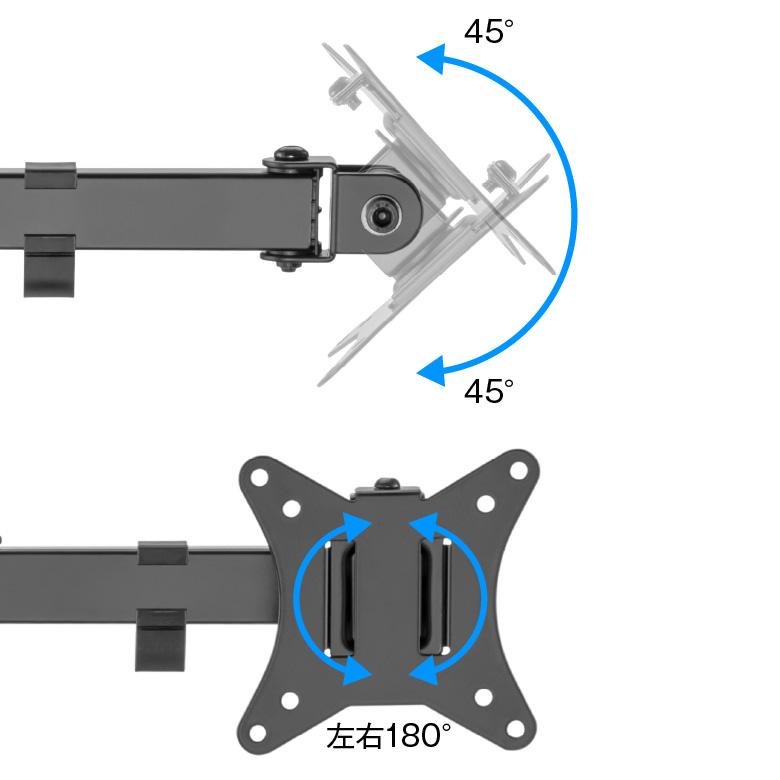 モニターアーム 2画面 デュアル 17-32インチ ディスプレイアーム 垂直 VESA PCモニター アーム クランプ グロメット GH-AMDN2H-BK グリーンハウス｜greenhouse-store｜05