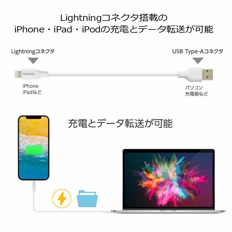 強靭ライトニングケーブル 15cm USB Type-A to Lightning MFi認証 充電 データ転送 強い iPhone iPad iPod GH-ALTUTA15 グリーンハウス｜greenhouse-store｜05