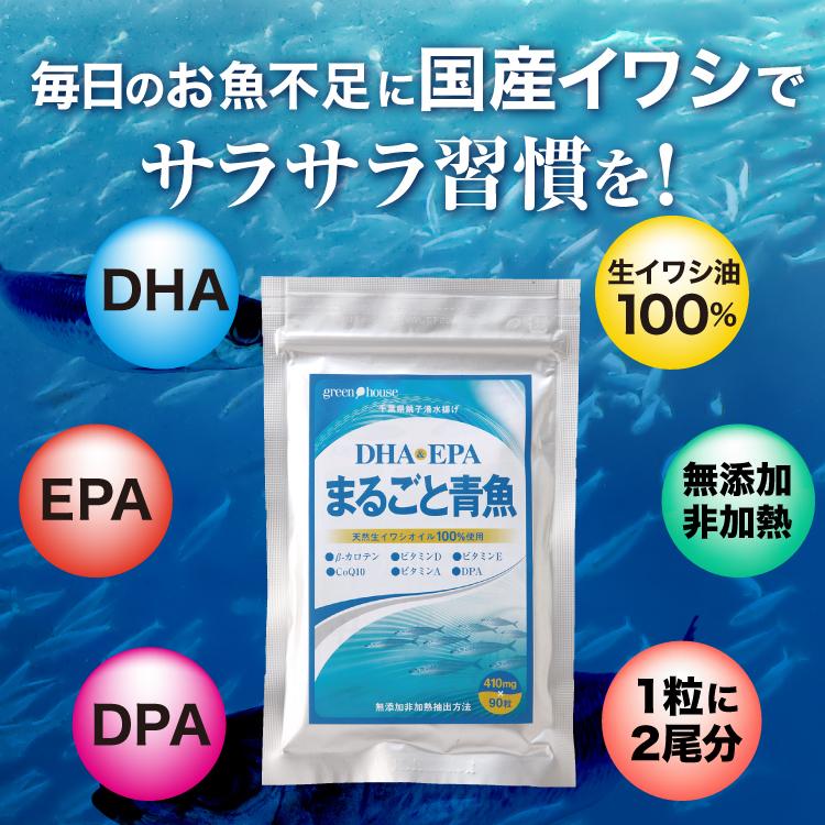dha epa dpa 青魚サプリ DHAサプリ coQ10 非加熱 イワシ 1粒で2尾分「まるごと青魚 」1袋 初回限定 50%OFF 送料無料|greenhouse|02