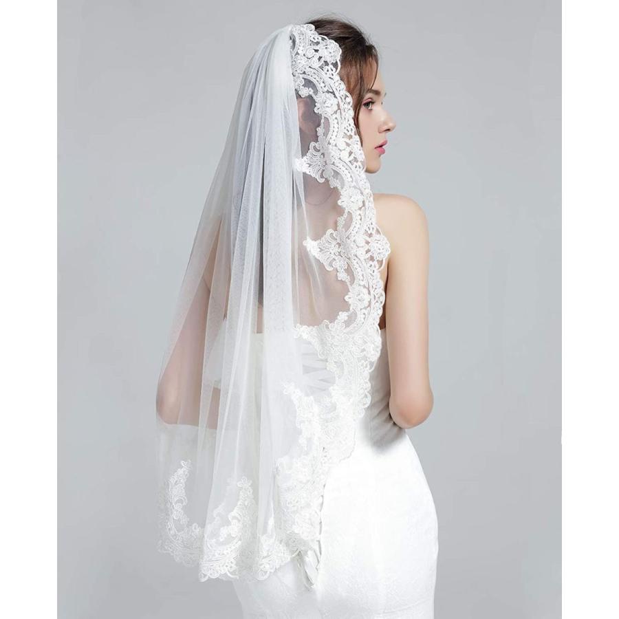 無料 ウェディングベール ブライダルベール チュール 花刺繍レース縁 フラワー ミドル丈 100cm丈 単層 金属製コーム 櫛付き パーティー 結 Dprd Jatimprov Go Id