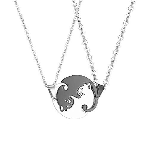 645円 Sale 86 Off Jewelrywe ネックレス ペア カップル かわいい 猫 ペンダントステンレス チェーン二つ付き シルバー ブラック 彼氏 彼女 誕生日