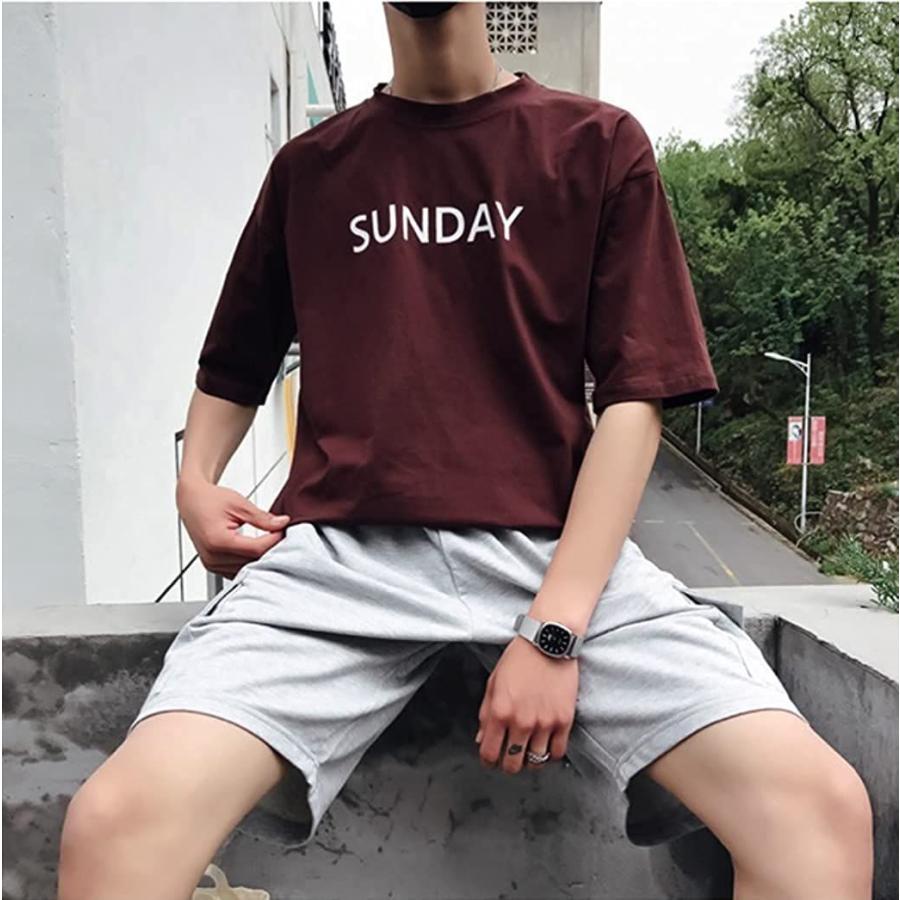 有名ブランド メンズ Tシャツ シャツ プリント カットソー 丸首 おもしろtシャツ プリントtシャツ トップス カジュアル 半袖 綿 曜日 重ね着 夏服 Materialworldblog Com