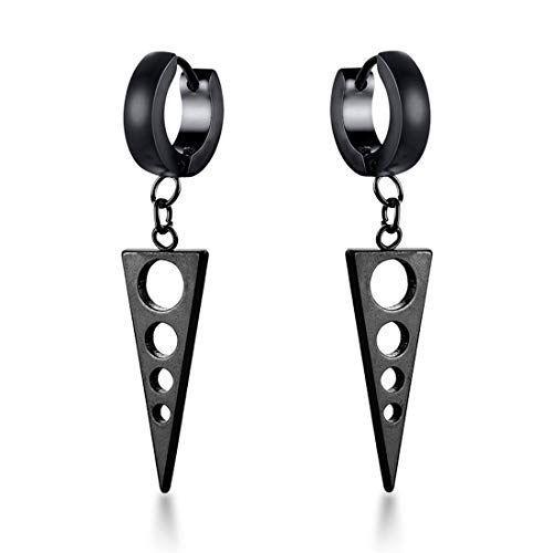 Aiks ブランド 人気ジュエリー ピアス レディース チタン ブラック 三角 ピアス フープ おしゃれ プレゼント 愛用