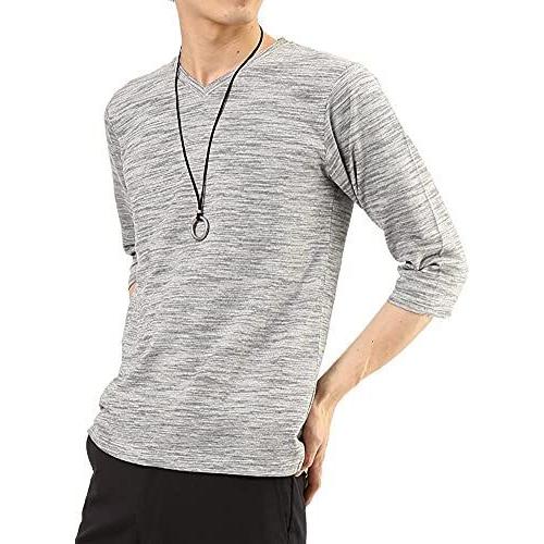 アーケード Arcade メンズ カットソー スラブボーダー 7分袖 Vネック Tシャツ Ll グレー Sale 63 Off