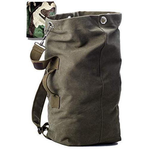 Kiriru メンズ リュック 帆布 防水 レインカバー 付属 大開口式 バックパック キャンバス シンプル 大