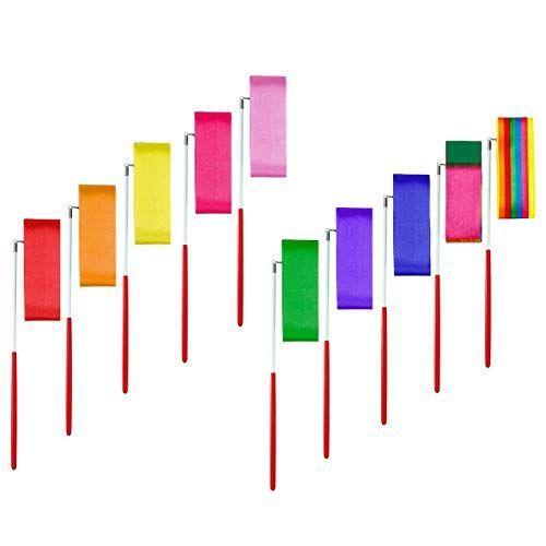 Floratek ダンスリボン 新体操リボンセット10色 長さ2m スティック付き 体操用具