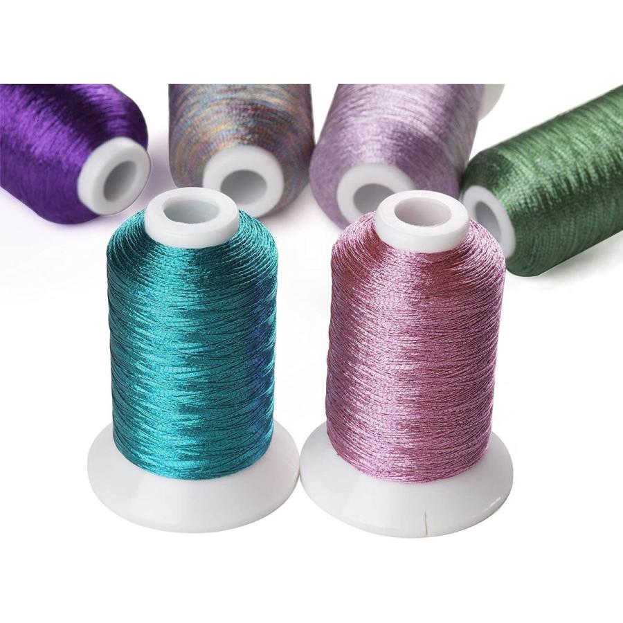 Simthread ミシン用糸 メタリック糸 刺しゅう糸 カラー糸 ラメ糸 マルチカラー糸 32色セット各500ｍ｜greenlinestore｜02