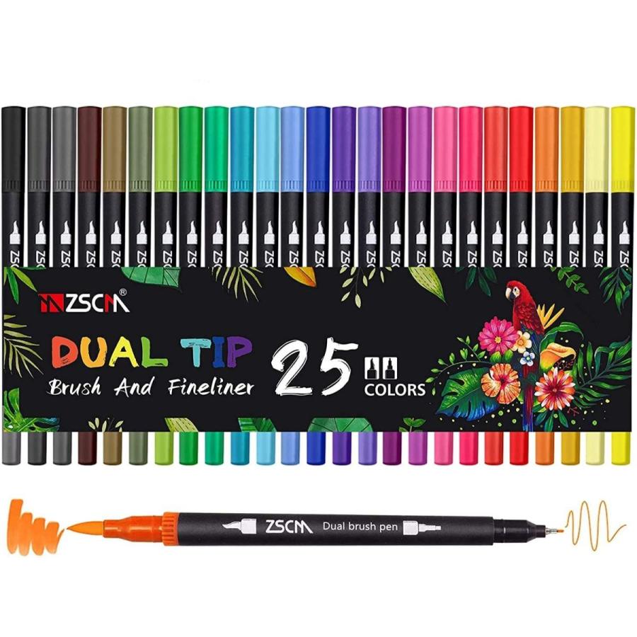 完璧 Zscmイラストペン 25色 ふで 極細 ぺんてる 水性 カラーペン セット アートマーカーペン 水彩毛筆 鮮やか 水性ペン コピックペン Whitesforracialequity Org