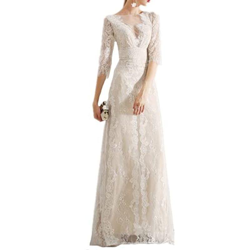 直営店 ウェディングドレス 結婚式 二次会 ロングドレス エンパイア 前撮りドレス 花嫁 フォーマルドレス 総レース マーメイド七分丈長袖 春 夏 お買得ケース購入 Shirleyryan Ca