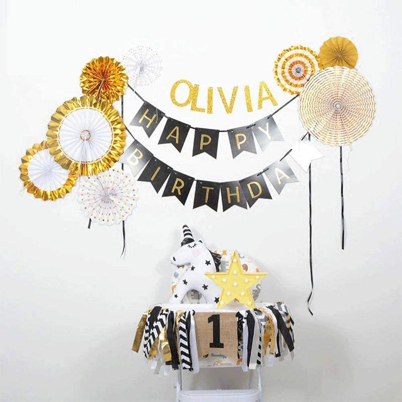 Timesetl ペーパーファン ゴールド系 送料無料カード決済可能 8色点セット 誕生日 デコレーション 飾り付け パーティー ひな祭りこどもの日