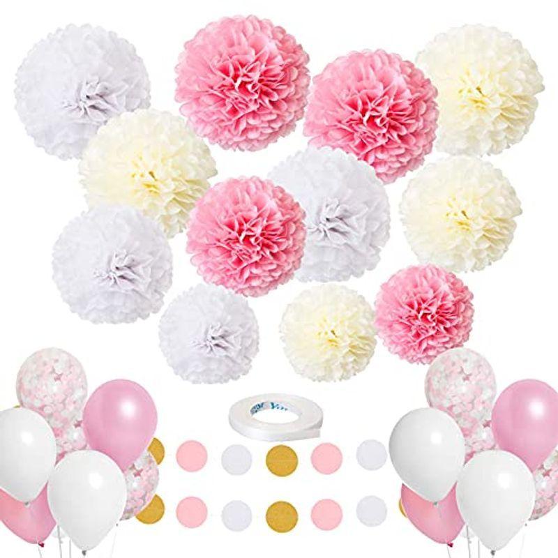 Lihao 誕生日 飾り 飾り付け 七夕飾り 花紙 ペーパーフラワー ペーパーポンポン 27個セット パーティー飾り パーティーグッズ お祭 保障できる