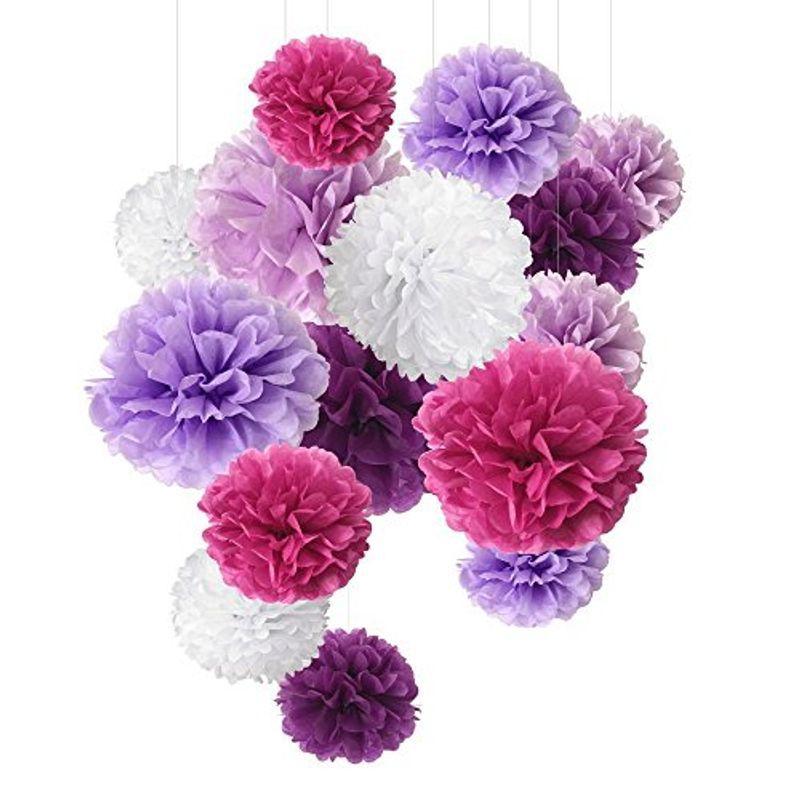 Green Store15個 ペーパーフラワー ペーパーポンポン 結婚式 装飾 cm25cm35cm 5色混合 誕生日