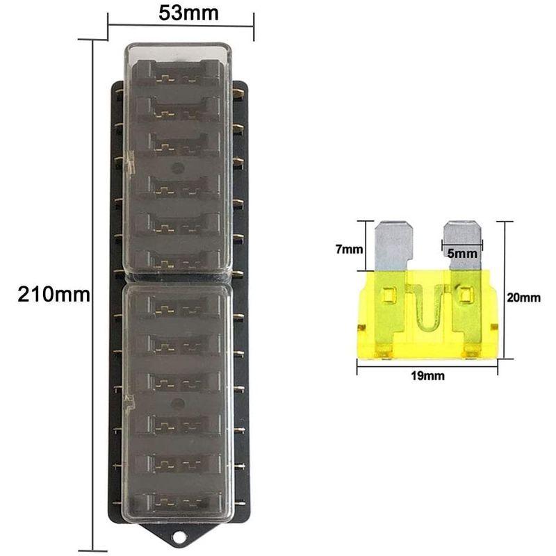 スピード対応 全国送料無料 Seliwirkt 12ウェイ ヒューズボックス ホルダー 車の回路ヒューズボックス 標準ブレードヒューズブロック 10個の無料 Marinathemoss Com