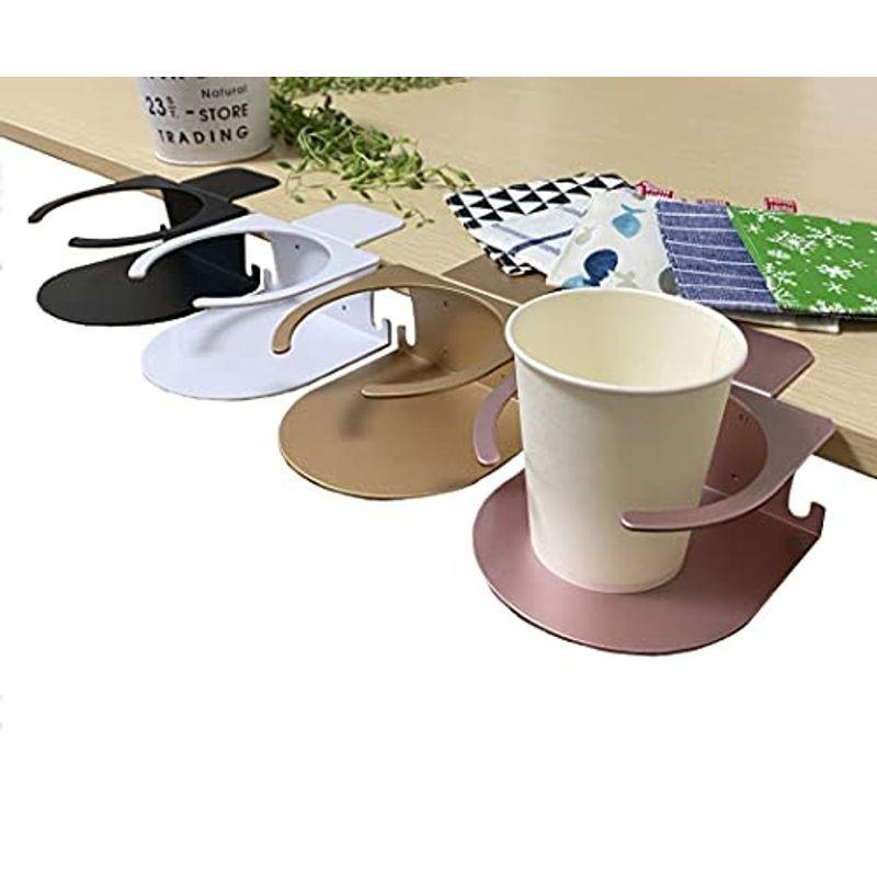 ドリンク カップ ホルダー デスク用 クランプ固定式 金属製 マグカップにも対応 ペースを取らず収納にやすいし飲み物をこぼさない シャンパンゴールド 最大76 Offクーポン