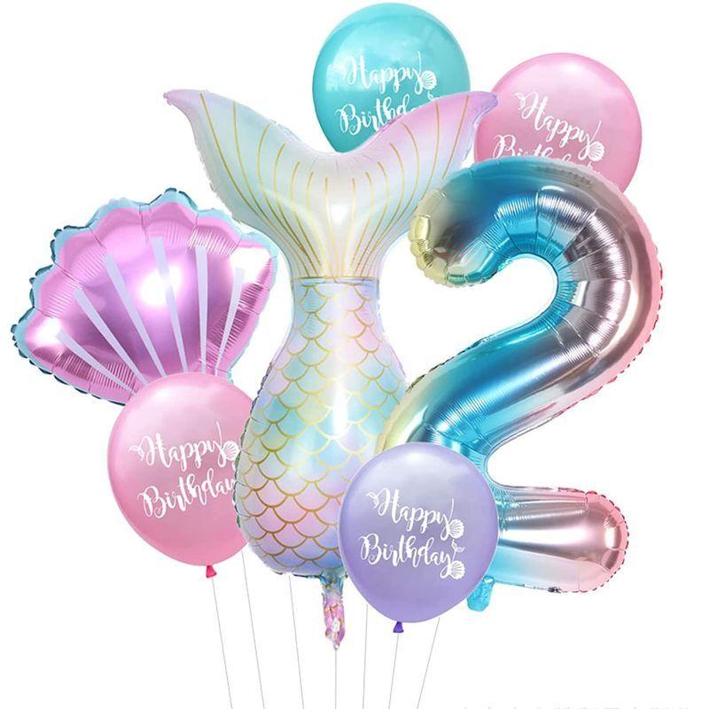 超特価sale開催 Ryohan 誕生日 数字バルーン 飾り付け人魚マーメイド シェル風船組み合わせ パーティー 装飾32インチ バルーン0 9 記念日 デコレ Coopedel Com
