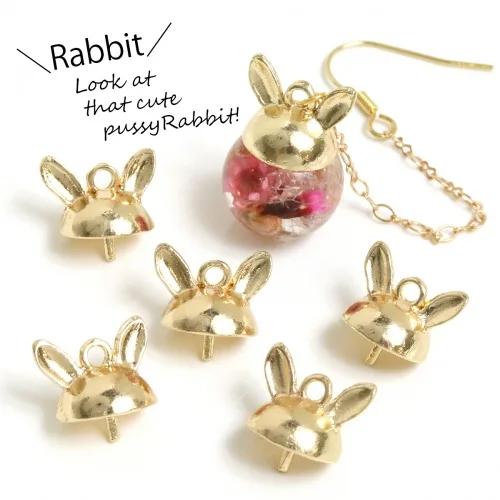 ウサギ型ビーズチャーム クリーム色 ウサギ型ビーズチャーム クリーム色