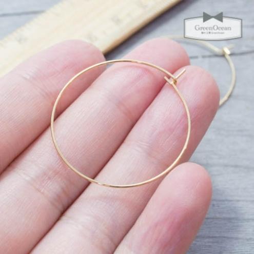 ピアス・イヤリング 1ペア フープピアス30mm 16Kゴールド [変色し  