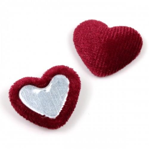 貼付けパーツ 2個 ベルベットコーデュロイ ハート型 くるみボタン風