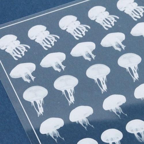 イラストシート クラゲa ホワイト くらげ ジェリーフィッシュ 封入シール コラージュ フィルム レジンシール ネイル デコ G 隠れ工房 Greenocean 通販 Yahoo ショッピング