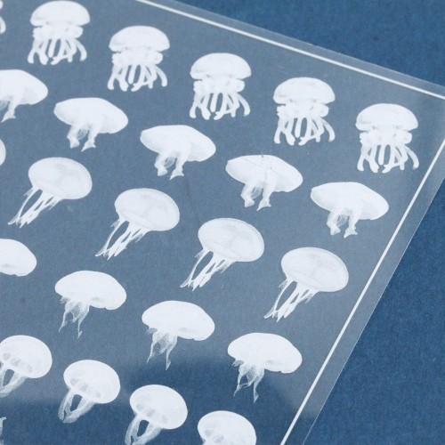 イラストシート クラゲa ホワイト くらげ ジェリーフィッシュ 封入シール コラージュ フィルム レジンシール ネイル デコ G 隠れ工房 Greenocean 通販 Yahoo ショッピング
