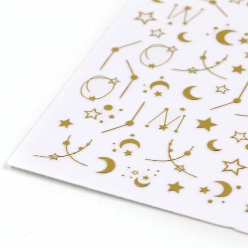 ネイルシール コスモ きれいめゴールド レジンシール 星 ホシ 月 つき 夜空 星座 宇宙 ネイル ネイルシール デコ レジン G 隠れ工房 Greenocean 通販 Yahoo ショッピング