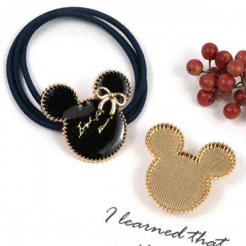 ヘアゴム土台 シルエットマウス きれいめゴールド ランド ネズミ クマ