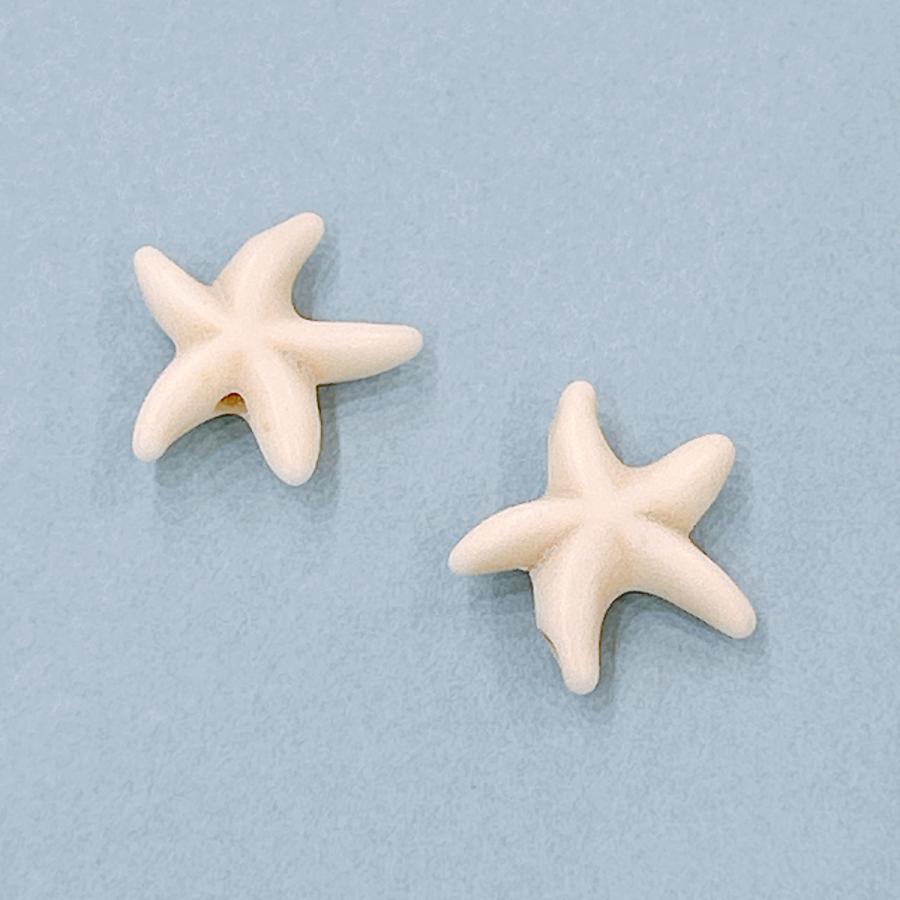 ビーズ 2個 ヒトデ ナチュラルホワイト アクリル プラ ひとで ほし
