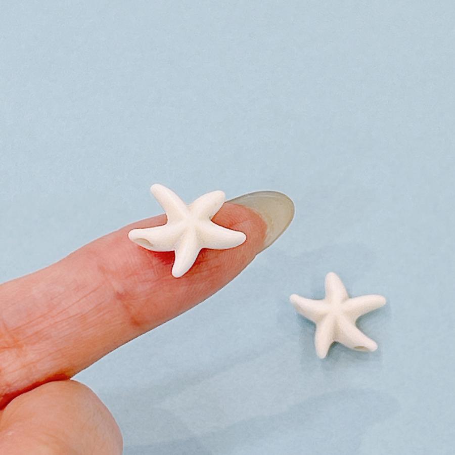 ビーズ 2個 ヒトデ ナチュラルホワイト アクリル プラ ひとで ほし