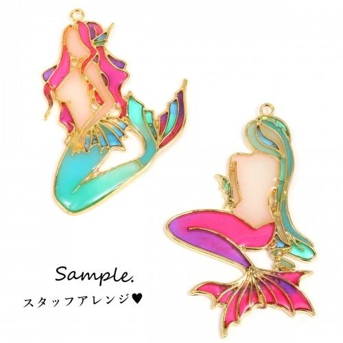 マーメイドの世界 お魚入り ラウンドレジンヘアゴム 空枠 振り向きマーメイドB ゴールド sea 海 夏 summer 人魚 人魚姫