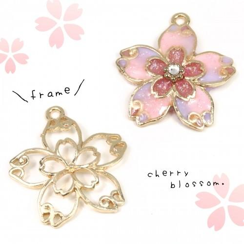 空枠 ダブルさくら きれいめゴールド サクラ 桜 春 スプリング レジン枠 フレーム 和風 日本 Spring 花 フラワー 10 H 隠れ工房 Greenocean 通販 Yahoo ショッピング