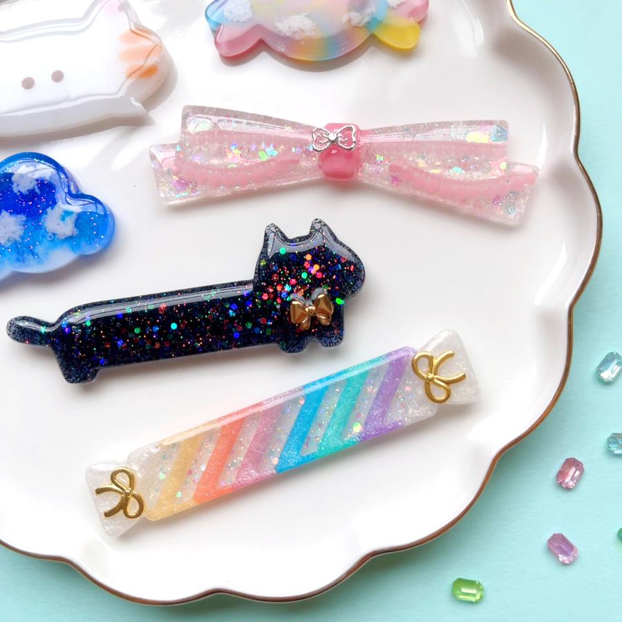 シリコン型・モールド 6種のモチーフプレート ヘアクリップ制作