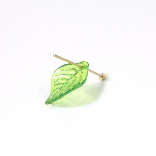 プラパーツ 10個 リーフB グリーン アクリル プラスチック 石 ストーン