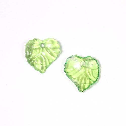 プラパーツ 10個 リーフA グリーン アクリル プラスチック 石